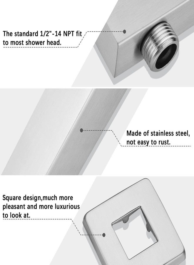Mingle Square Shower Arm with Wall Flange | Premium Stainless Steel Shower Arm for Overhead Showers | Chrome Finish Shower Holder (SASQ-ARM-24INCH) - Image 4